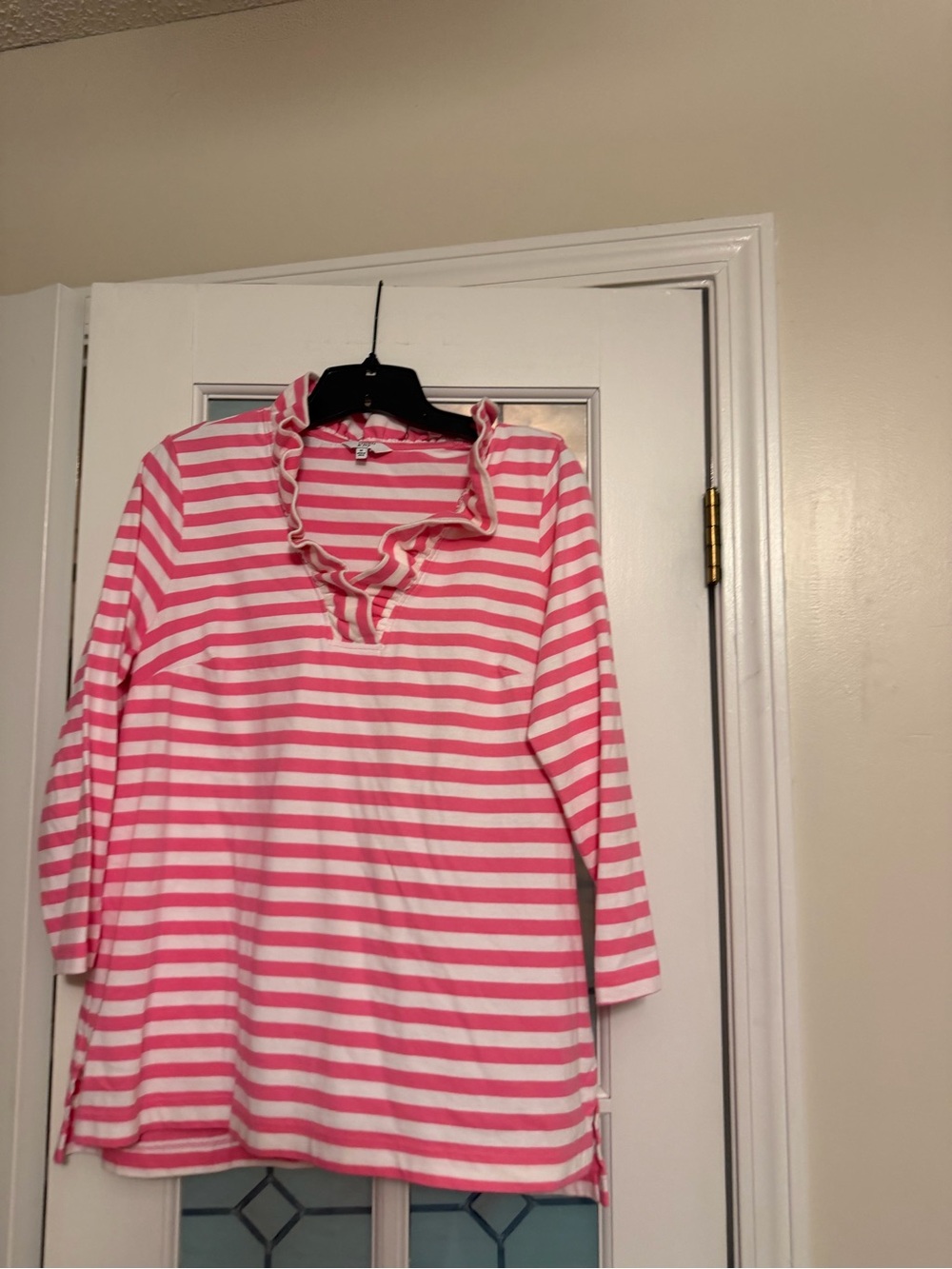 crown & ivy Pink and White Striped Top